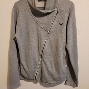 Gray Asymmetrical Zip Jacket #376